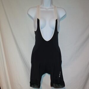 Men's Black Athletic Bib Shorts with White Straps